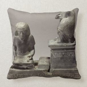 The royal scribe Nebmertuf writing under the prote Throw Pillow