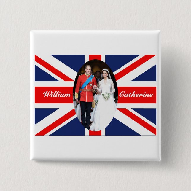 The Royal Wedding 15 2 Inch Square Button (Front)