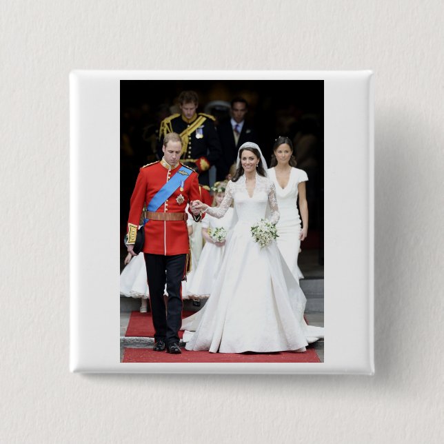 The Royal Wedding 9 2 Inch Square Button (Front)