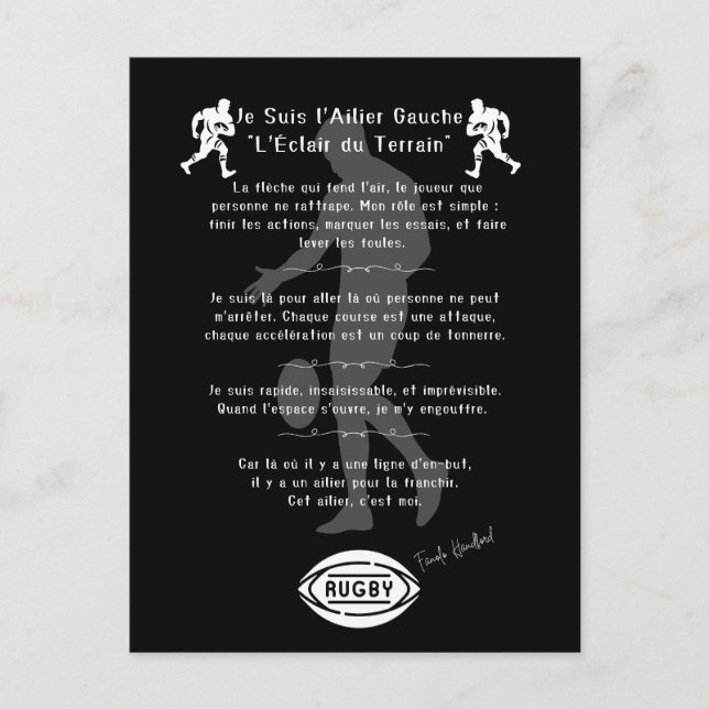 The rugby winger postcard (Front)
