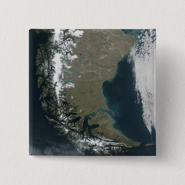 The rugged, snow-capped Andes 2 Inch Square Button (Front)