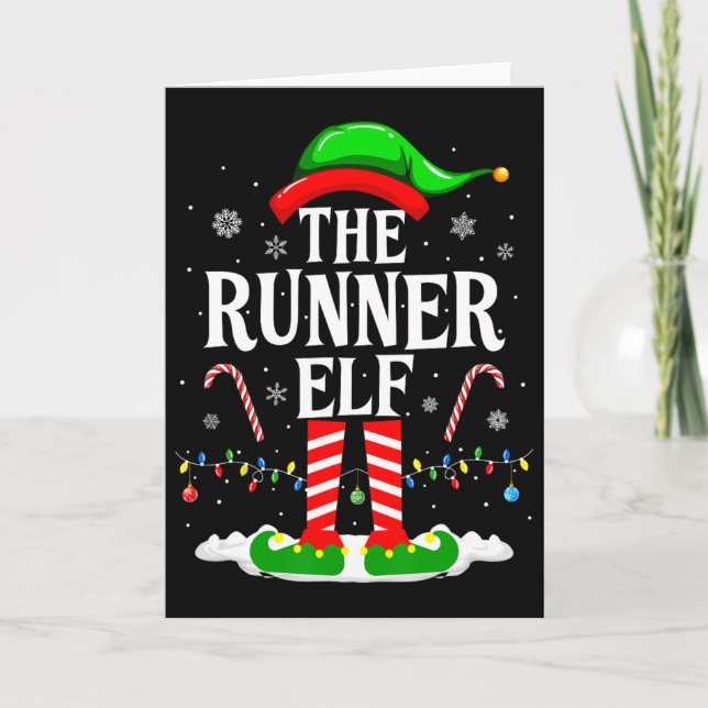 The Runner Elf Xmas Funny Runners Christmas Runnin Card (Front)