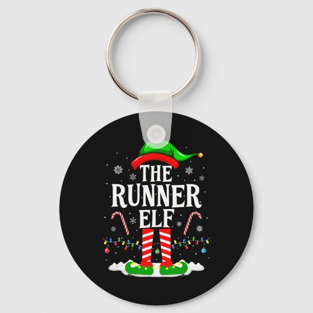 The Runner Elf Xmas Funny Runners Christmas Runnin Keychain (Front)