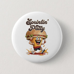 The Running Cheeseburger 2 Inch Round Button