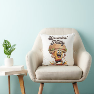 The Running Cheeseburger Throw Pillow