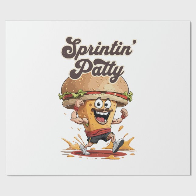 The Running Cheeseburger Wrapping Paper (Flat)