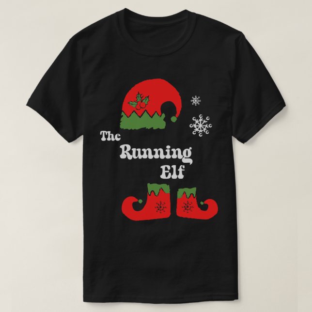 The Running Elf Christmas Elf Tee Family Matching  (Design Front)