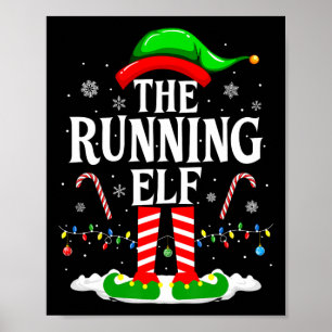 The Running Elf Xmas Running Funny Runner Christma Poster
