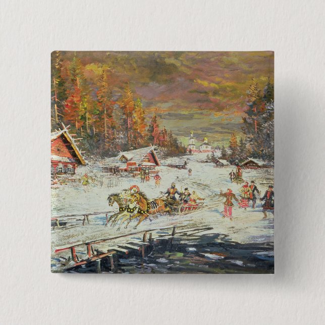 The Russian Winter, 1900-10 2 Inch Square Button (Front)