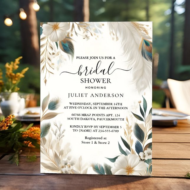The Rustic Asian Sky Cloud Peacock Bridal Shower Invitation (Creator Uploaded)