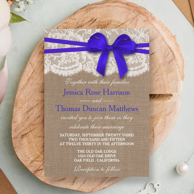 The Rustic Blue Bow Wedding Collection Invitation (Creator Uploaded)