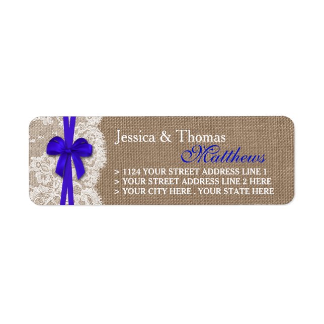 The Rustic Blue Bow Wedding Collection Labels (Front)