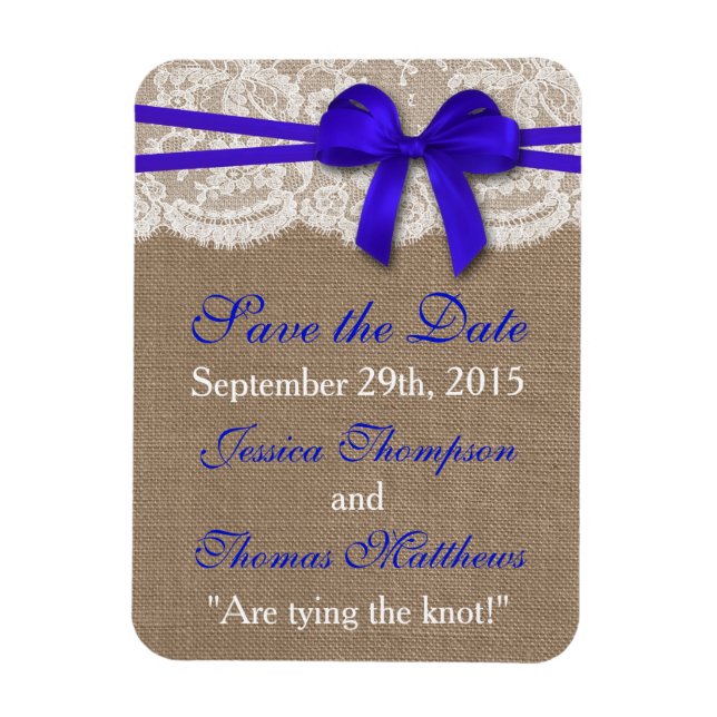 The Rustic Blue Bow Wedding Collection Magnet (Vertical)