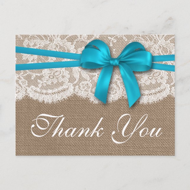 The Rustic Blue Bow Wedding Collection Postcard (Front)