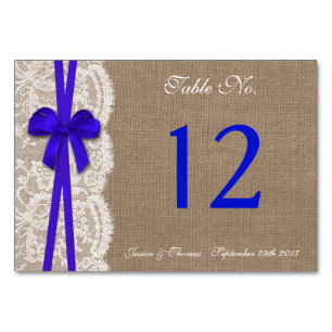 The Rustic Blue Bow Wedding Collection Table Number