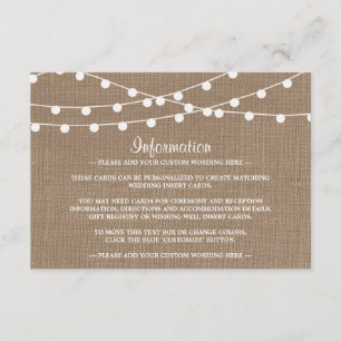 The Rustic Burlap String Lights Wedding Collection Enclosure Card