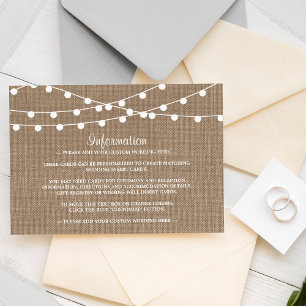 The Rustic Burlap String Lights Wedding Collection Enclosure Card