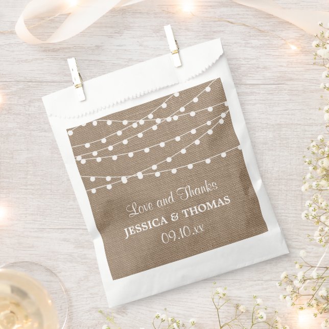 The Rustic Burlap String Lights Wedding Collection Favour Bag (Clipped)