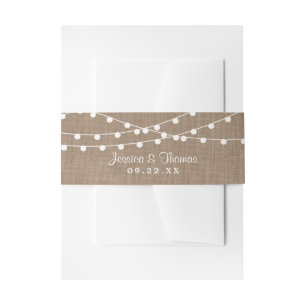 The Rustic Burlap String Lights Wedding Collection Invitation Belly Band