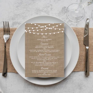 The Rustic Burlap String Lights Wedding Collection Menu