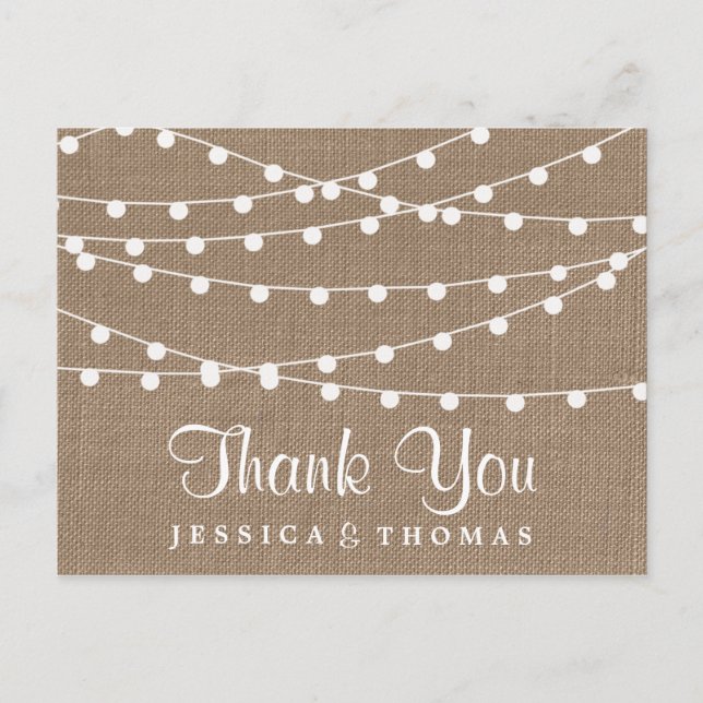 The Rustic Burlap String Lights Wedding Collection Postcard (Front)