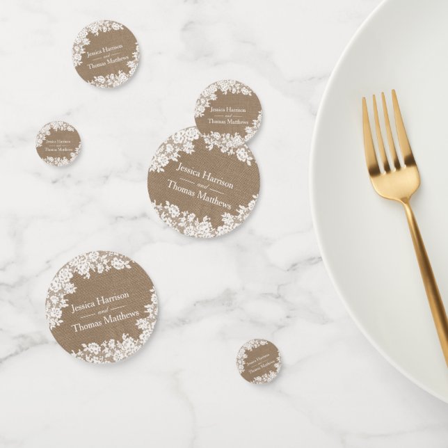 The Rustic Burlap & Vintage White Lace Collection Confetti (Group)