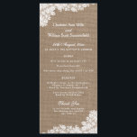 The Rustic Burlap & Vintage White Lace Collection Program<br><div class="desc">The rustic burlap & vintage white lace wedding collection is a stunning design featuring a lovely rustic burlap effect background with a romantic vintage white lace effect trim. These programs can be personalized for your special occasion and would make the perfect template for weddings, bridal showers, engagement parties, birthday parties...</div>