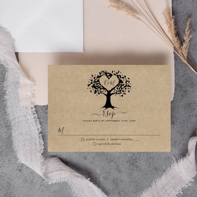 The Rustic Heart Tree Wedding Collection RSVP Card (Creator Uploaded)