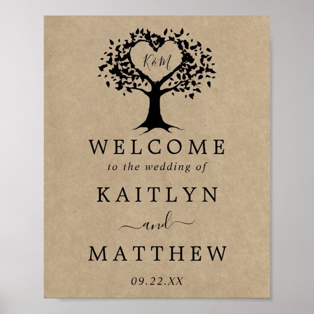 The Rustic Heart Tree Wedding Collection Welcome Poster (Front)