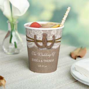 The Rustic Horseshoe Wedding Collection Paper Cups