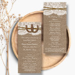 The Rustic Horseshoe Wedding Collection Programs<br><div class="desc">The rustic horseshoe collection is a stunning design featuring a lovely rustic burlap effect background with a romantic vintage white lace effect trim finished with two lucky intertwined horseshoes and twine. These programs can be personalized for your special occasion and would make the perfect template for rustic weddings, bridal showers,...</div>