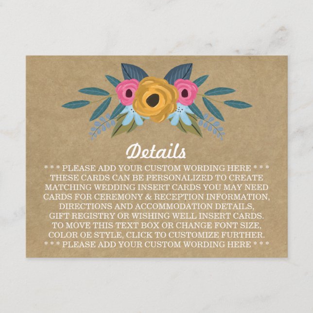 The Rustic Kraft Floral Wreath Wedding Collection Enclosure Card (Front)