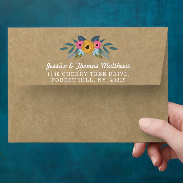 The Rustic Kraft Floral Wreath Wedding Collection Envelopes (Hand)
