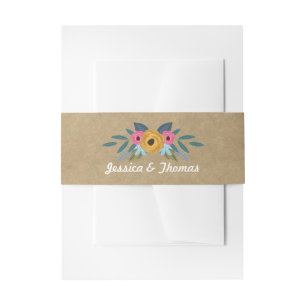 The Rustic Kraft Floral Wreath Wedding Collection Invitation Belly Band