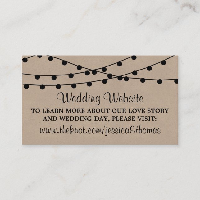 The Rustic Kraft String Lights Wedding Collection Enclosure Card (Front)
