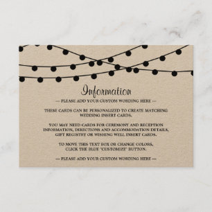 The Rustic Kraft String Lights Wedding Collection Enclosure Card