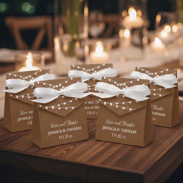 The Rustic Kraft String Lights Wedding Collection Favor Box (Creator Uploaded)
