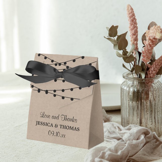 The Rustic Kraft String Lights Wedding Collection Favor Box (Creator Uploaded)