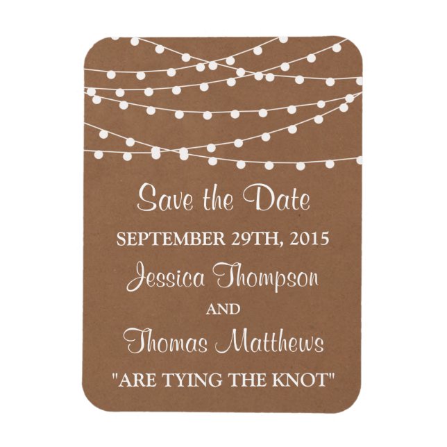 The Rustic Kraft String Lights Wedding Collection Magnet (Vertical)