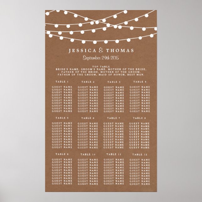 The Rustic Kraft String Lights Wedding Collection Poster (Front)