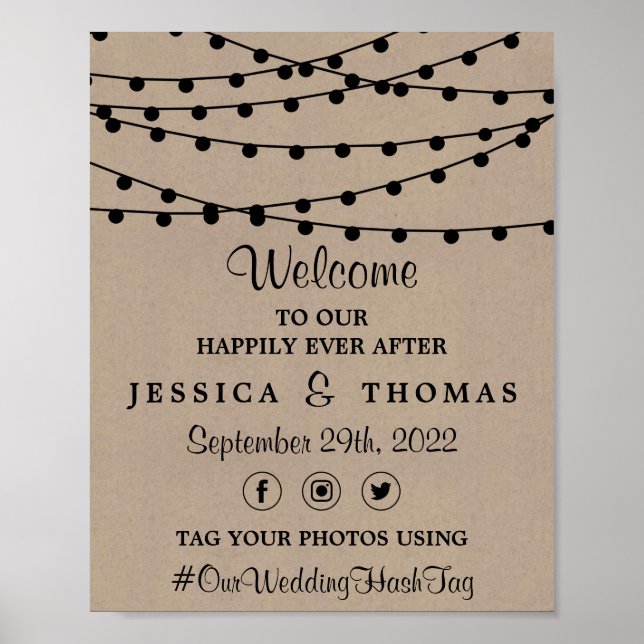 The Rustic Kraft String Lights Wedding Collection Poster (Front)