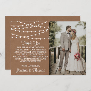 The Rustic Kraft String Lights Wedding Collection Thank You Card