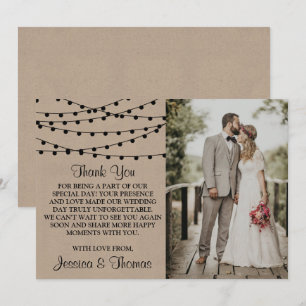 The Rustic Kraft String Lights Wedding Collection Thank You Card