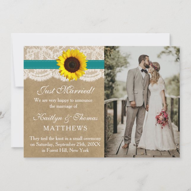 The Rustic Kraft Sunflower Wedding Collection Announcement (Front)