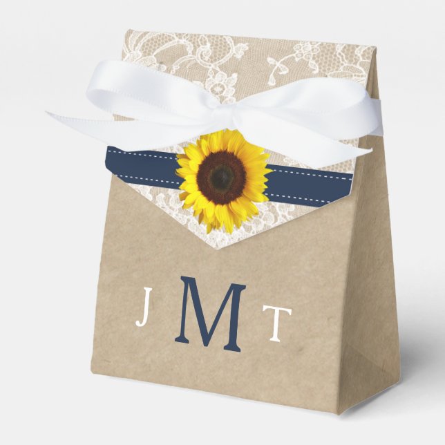 The Rustic Kraft Sunflower Wedding Collection Favor Box (Front Side)