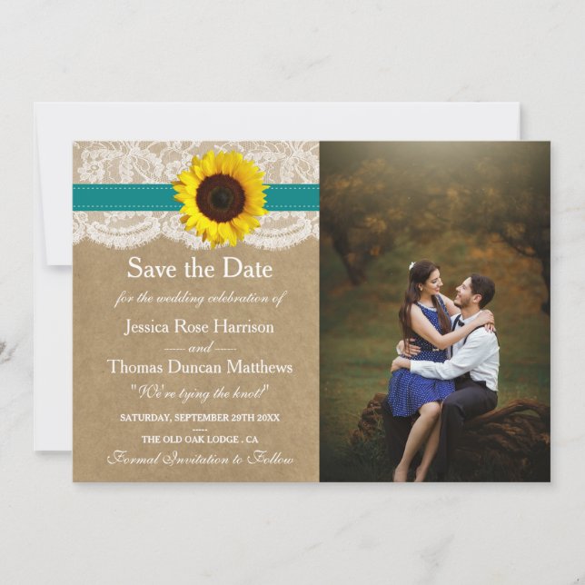 The Rustic Kraft Sunflower Wedding Collection Save The Date (Front)