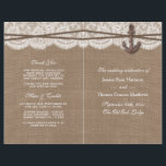 The Rustic Nautical Anchor Wedding Collection<br><div class="desc">The rustic nautical anchor beach wedding collection is a stunning design featuring a lovely rustic burlap effect background with a romantic vintage white lace effect trim finished with a nautical anchor and twine. These programs can be personalized for your special occasion and would make the perfect template for weddings, bridal...</div>