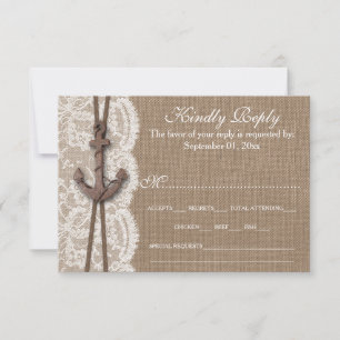 The Rustic Nautical Anchor Wedding Collection RSVP Card