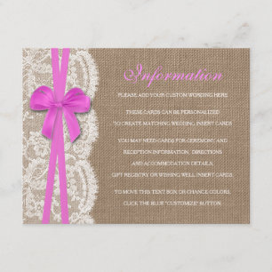 The Rustic Pink Bow Wedding Collection Detail Enclosure Card