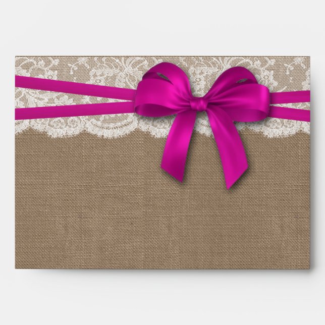 The Rustic Pink Bow Wedding Collection Envelopes (Front)